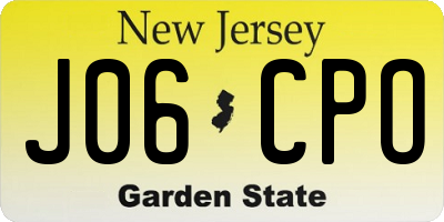 NJ license plate J06CPO