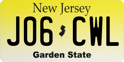 NJ license plate J06CWL