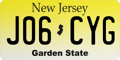 NJ license plate J06CYG