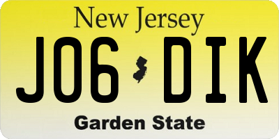 NJ license plate J06DIK