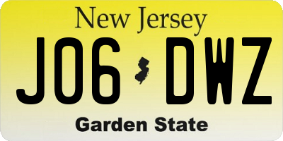 NJ license plate J06DWZ