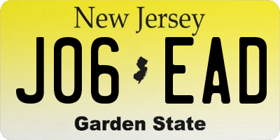 NJ license plate J06EAD