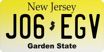 NJ license plate J06EGV