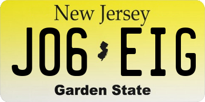 NJ license plate J06EIG