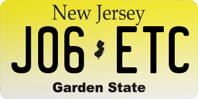 NJ license plate J06ETC
