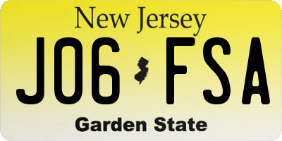 NJ license plate J06FSA