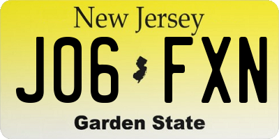 NJ license plate J06FXN