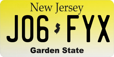 NJ license plate J06FYX