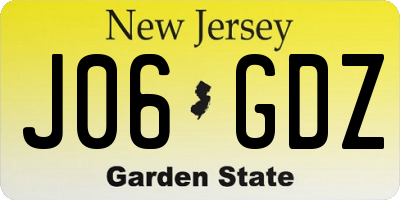 NJ license plate J06GDZ