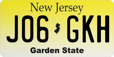 NJ license plate J06GKH