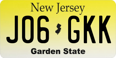 NJ license plate J06GKK