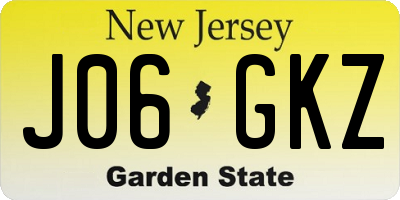NJ license plate J06GKZ