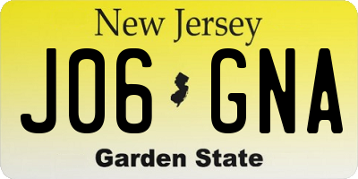 NJ license plate J06GNA