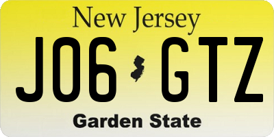 NJ license plate J06GTZ