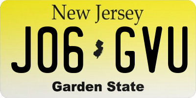 NJ license plate J06GVU