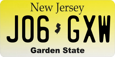 NJ license plate J06GXW