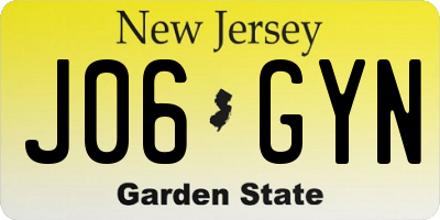 NJ license plate J06GYN