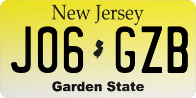 NJ license plate J06GZB