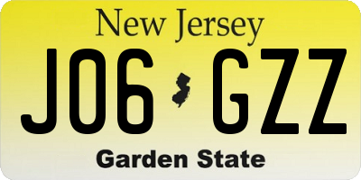 NJ license plate J06GZZ