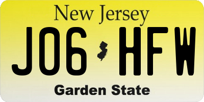 NJ license plate J06HFW