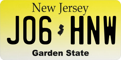 NJ license plate J06HNW