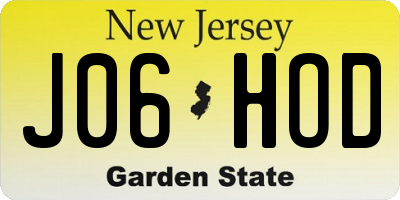 NJ license plate J06HOD