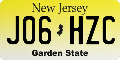 NJ license plate J06HZC