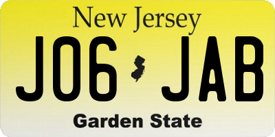 NJ license plate J06JAB
