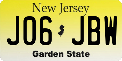 NJ license plate J06JBW