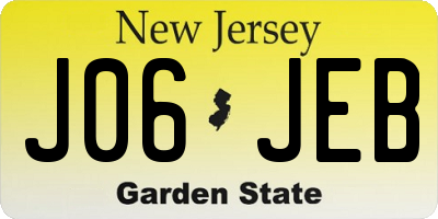 NJ license plate J06JEB