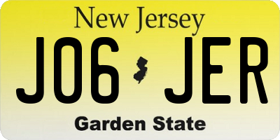 NJ license plate J06JER