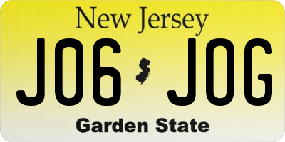 NJ license plate J06JOG