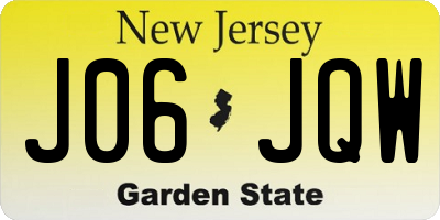 NJ license plate J06JQW