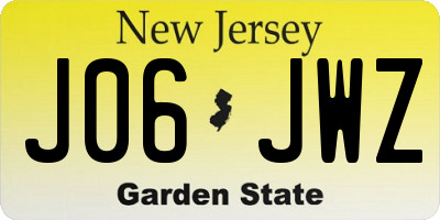 NJ license plate J06JWZ