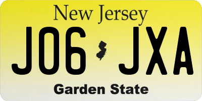 NJ license plate J06JXA