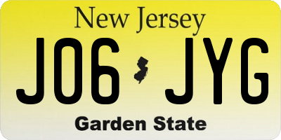 NJ license plate J06JYG