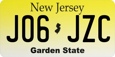 NJ license plate J06JZC