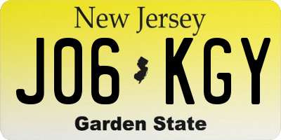 NJ license plate J06KGY