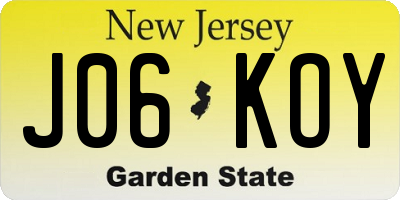 NJ license plate J06KOY
