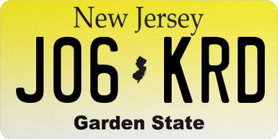 NJ license plate J06KRD