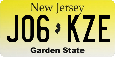 NJ license plate J06KZE