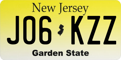 NJ license plate J06KZZ
