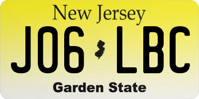 NJ license plate J06LBC