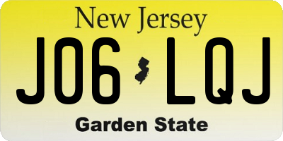 NJ license plate J06LQJ