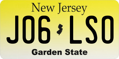 NJ license plate J06LSO