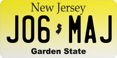 NJ license plate J06MAJ