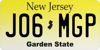 NJ license plate J06MGP