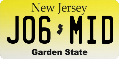 NJ license plate J06MID
