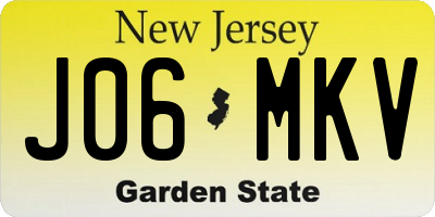 NJ license plate J06MKV