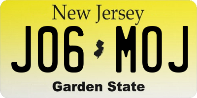 NJ license plate J06MOJ